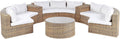 Sofa Beliani, PE Rattan, Gold/braun, 9-Sitzer Lounge Set Rattan Gold braun rund mit Auflagen
