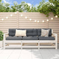 ATOMSTACK MAKER Sofa, Weiß/Grau, HOMELEN 3-tlg. Garten-Lounge-Set Weiß Massivholz Kiefer, Gartenset -Set Garnitur Gartenmöbel Couch-Set mit und Sessel