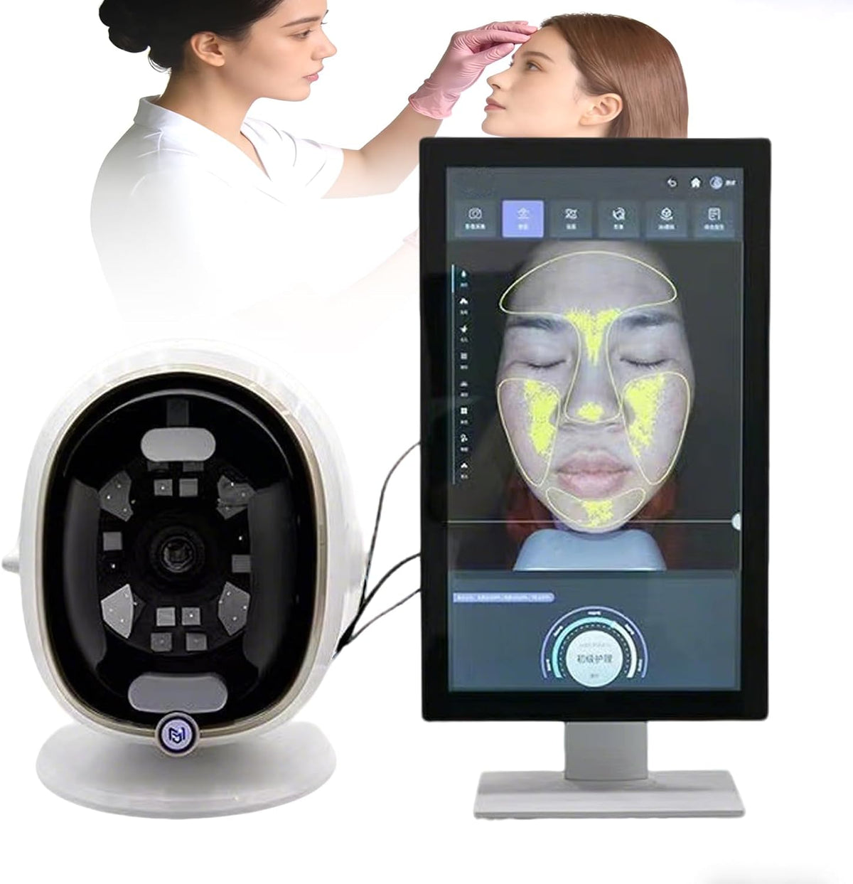 EaThsalL, 21,5 Zoll, Weiß, Hautanalysegerät Intelligentes 3D-Hautanalysegerät mit, 3/ ), Mehrsprachige automatische Gesichtserkennung für gesunde
