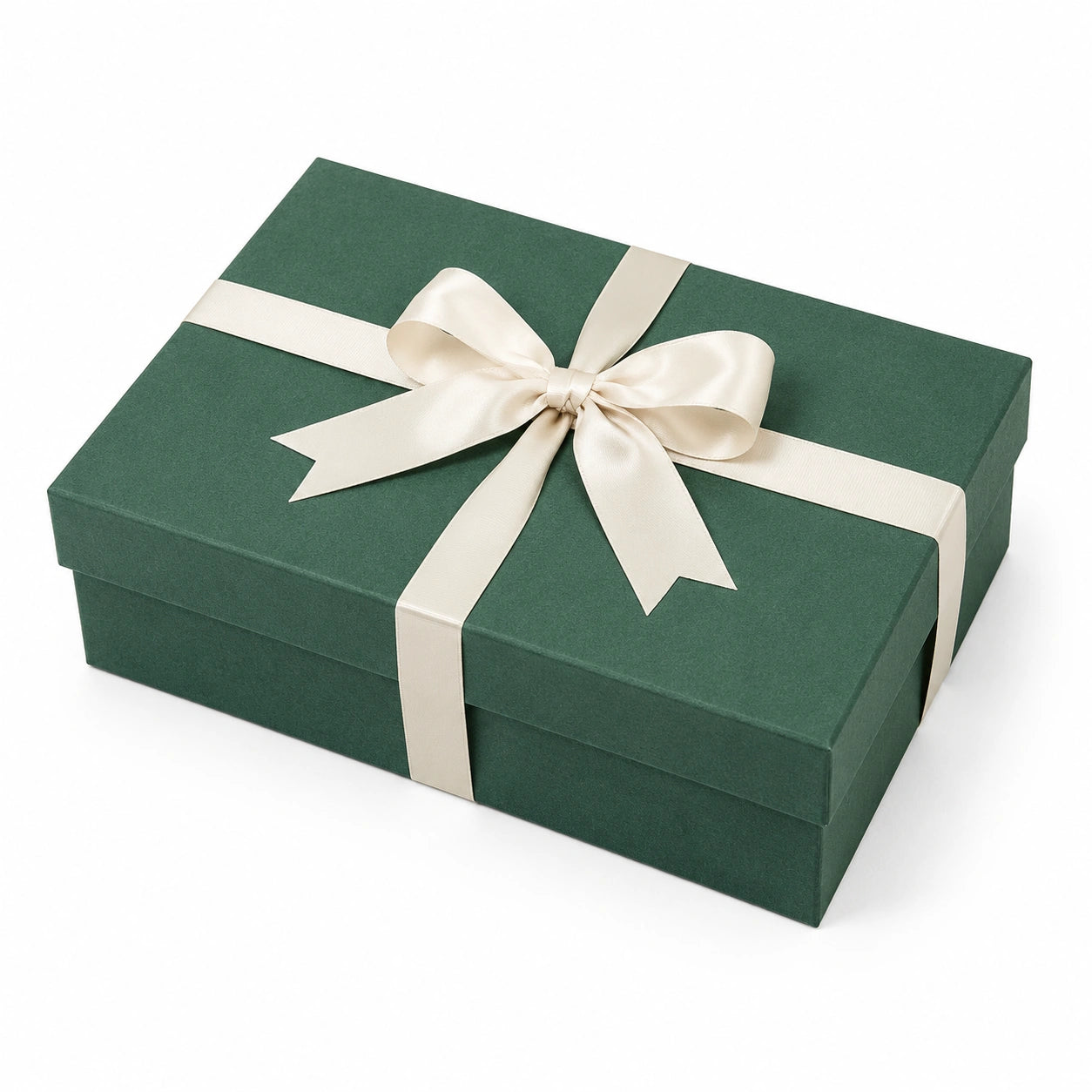 Geschenkbox 30 x 20 x 8 cm aus Karton Grün Creme mit Schleife