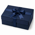 Geschenkbox 30 x 22 x 12 cm aus Karton in Dunkelblau mit Schleifenband - rechteckige Geschenkverpackung