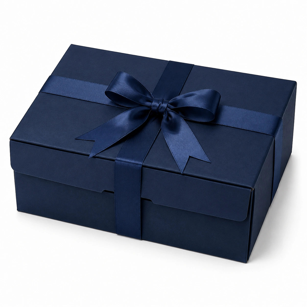 Geschenkbox 30 x 22 x 12 cm aus Karton in Dunkelblau mit Schleifenband - rechteckige Geschenkverpackung