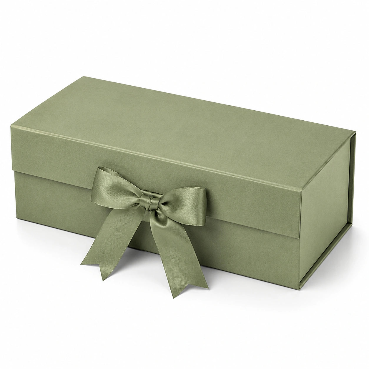 Geschenkbox 30 x 20 x 10 cm aus Karton Salbeigrün mit Schleife