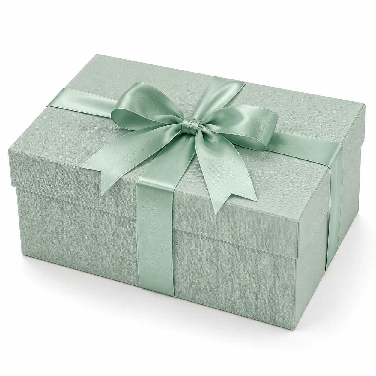 Geschenkbox 25 x 20 x 12 cm aus Karton mintgrün mit Satinband dekorativ