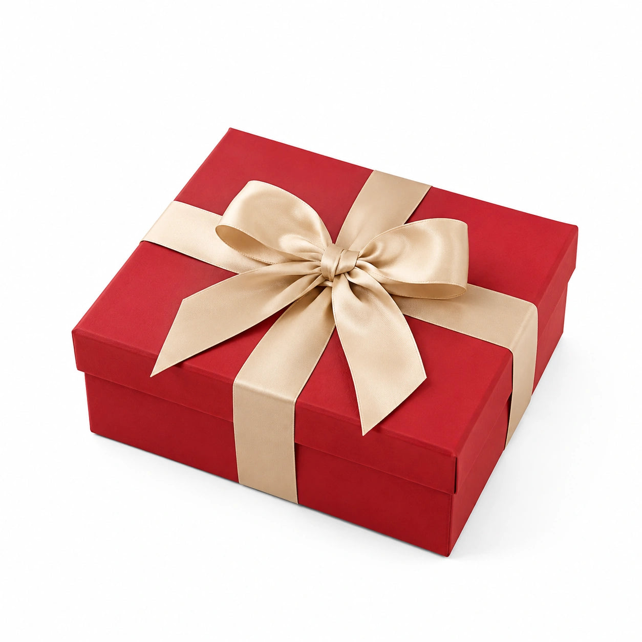 Geschenkbox 25 x 18 x 8 cm aus Karton Rot Beige mit Satinband rechteckig