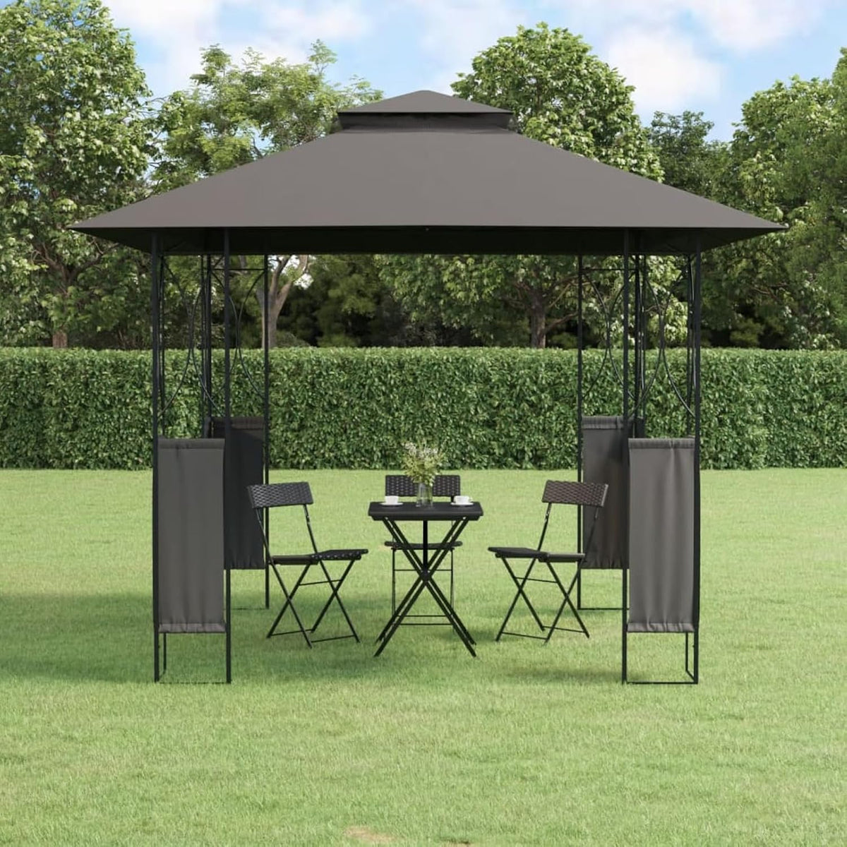 Verderoom Pavillon, 300x300x270 cm, Anthrazit, Pergola 3x3m Wasserdicht Stabil Winterfest Garten Metall