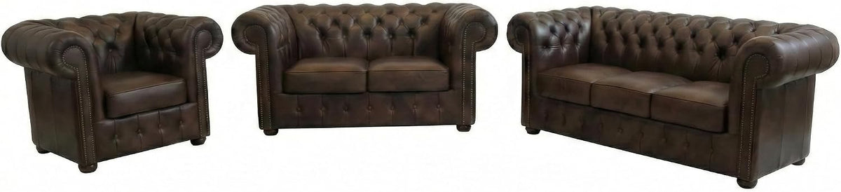 Sofa Chesterfield, 200 cm, 160 cm, 105 cm, Braun, CASA 3-Sitzer, 2-Sitzer, Sessel, klassisches, - Italienisches Echtleder