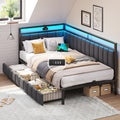 DICTAC Bett, Dunkelgrau, Polster Schlafsofa 90x200 mit LED-Beleuchtung und, Jugend Tages 90x200 mit Lattenrost aus Metall und 2
