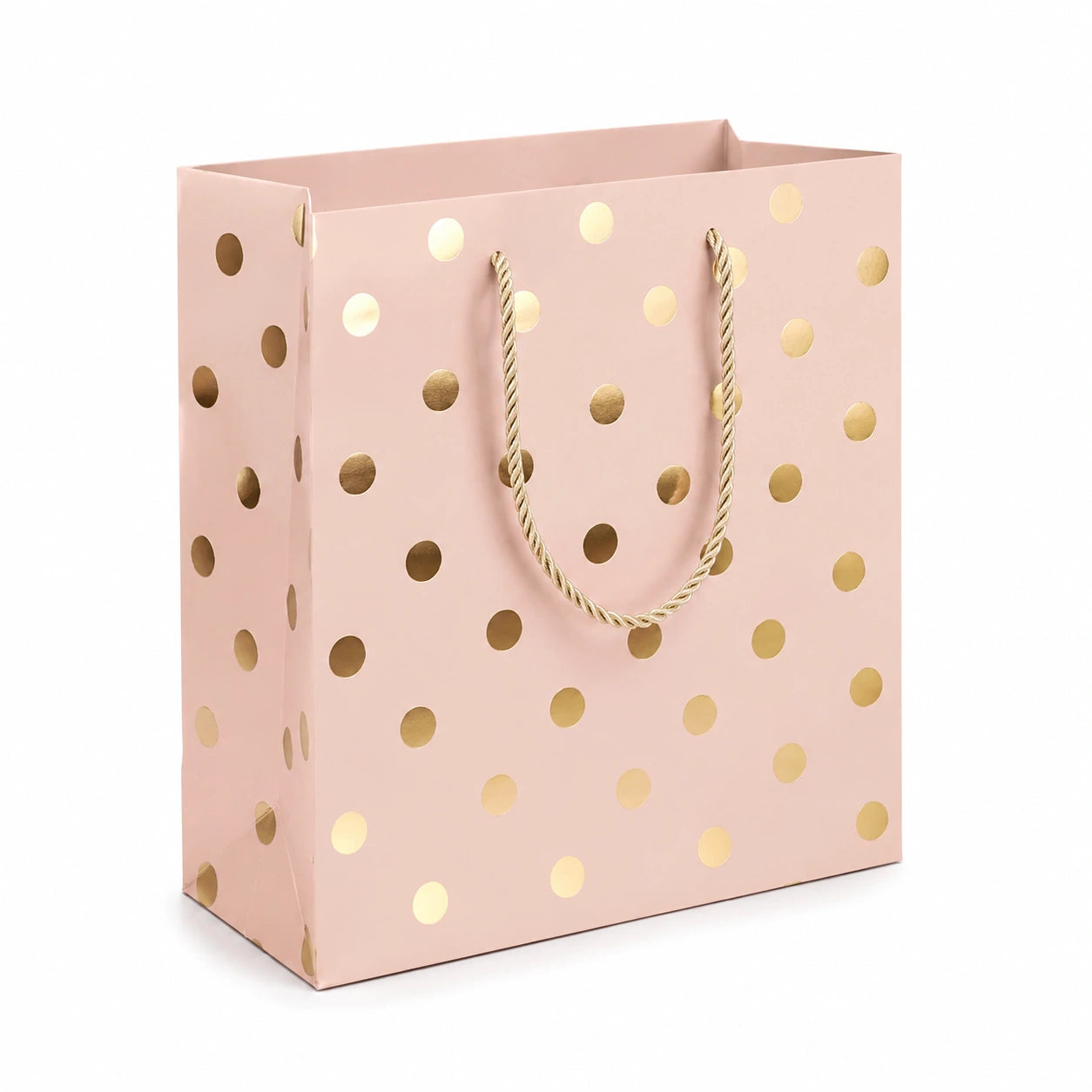 Geschenktüte 26 x 12 x 32 cm aus Papier Rosa Gold mit Kordelgriffen