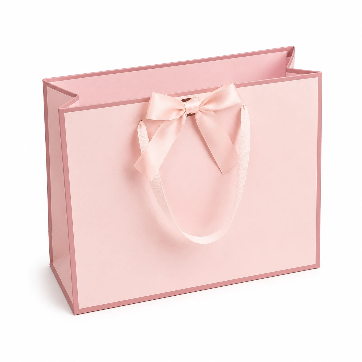 Geschenktüte 30 x 12 x 25 cm aus Papier in Rosa mit Schleife