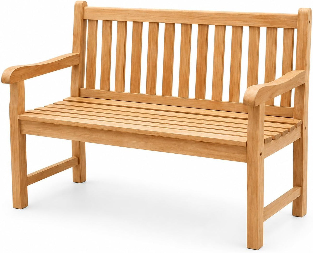 Divero Sitzbank, Weiß, 2-Sitzer Gartenbank „Catania' aus Teak-Holz unbehandelt