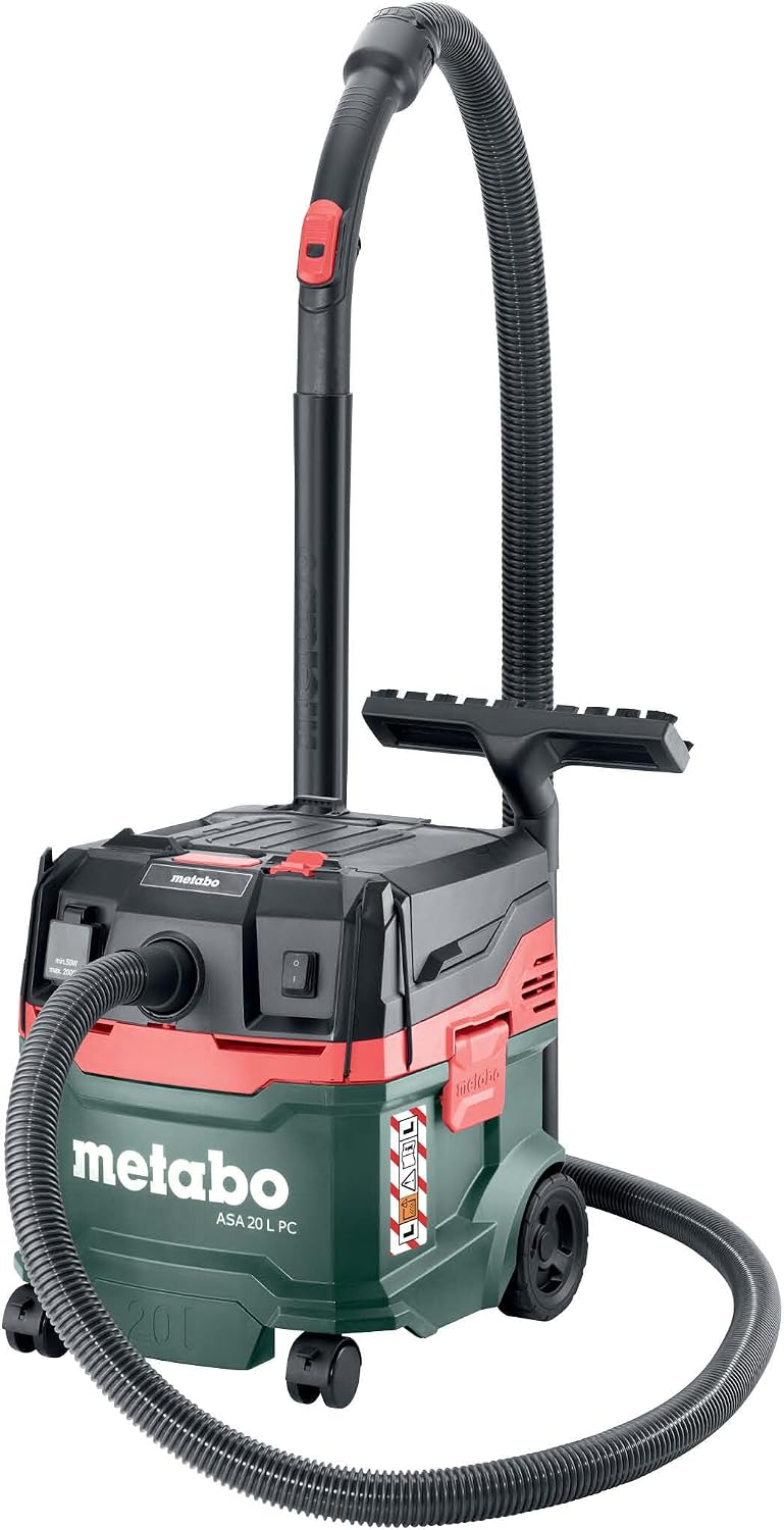 metabo Nass-Trockensauger, 1200 W, 5,5 m, 20 L, Grün/Schwarz/Rot, Allessauger ASA PC -, Behälter, Staubklasse L - Nass-/Trockensauger mit integrierte