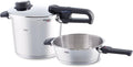 Fissler Schnellkochtöpfe, 2,5 L, 22 cm, 6 L, Silber/Schwarz, Vitavit /Schnellkochtopf-Set, 2 Garstufen - Induktion