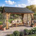 Sunjoy Pavillon, 14 cm, 36m, Weiß, Holz aus Zedernholz wasserdicht, wind & schneefest, mit Satteldach aus Stahl