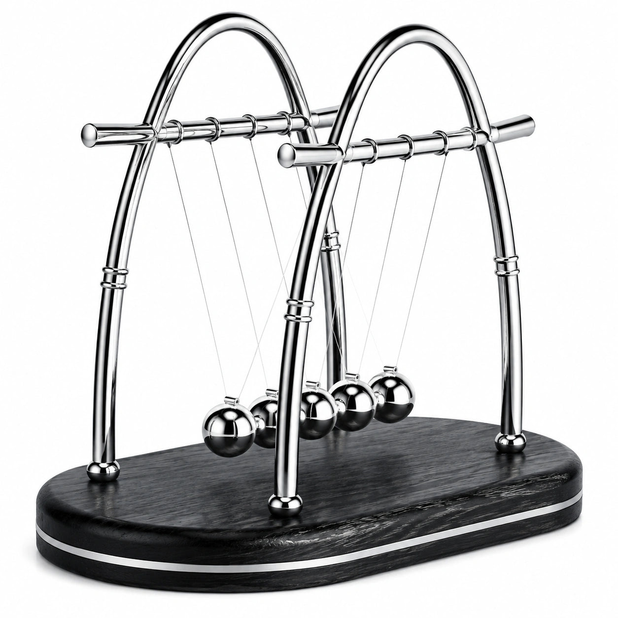 Newton-Pendel 30 x 12 x 28 cm aus Metall in Silber Schwarz als Tischdekoration