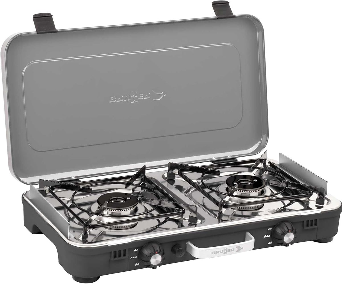 BRUNNER Gasherd, Mehrfarbig, Camping-Kocher 2-flammig Gaskocher POWERKOOK 50mbar