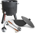 ZARENHOFF Holzkohlegrill, 44 cm, 64 cm, 48 cm, 16 L, Schwarz, Utschak Feuerofen mit Gusseisen Topf flacher Boden