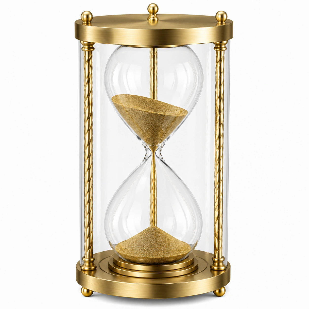 Sanduhr 25 cm aus Glas und Metall in Gold dekorativ zum Wenden