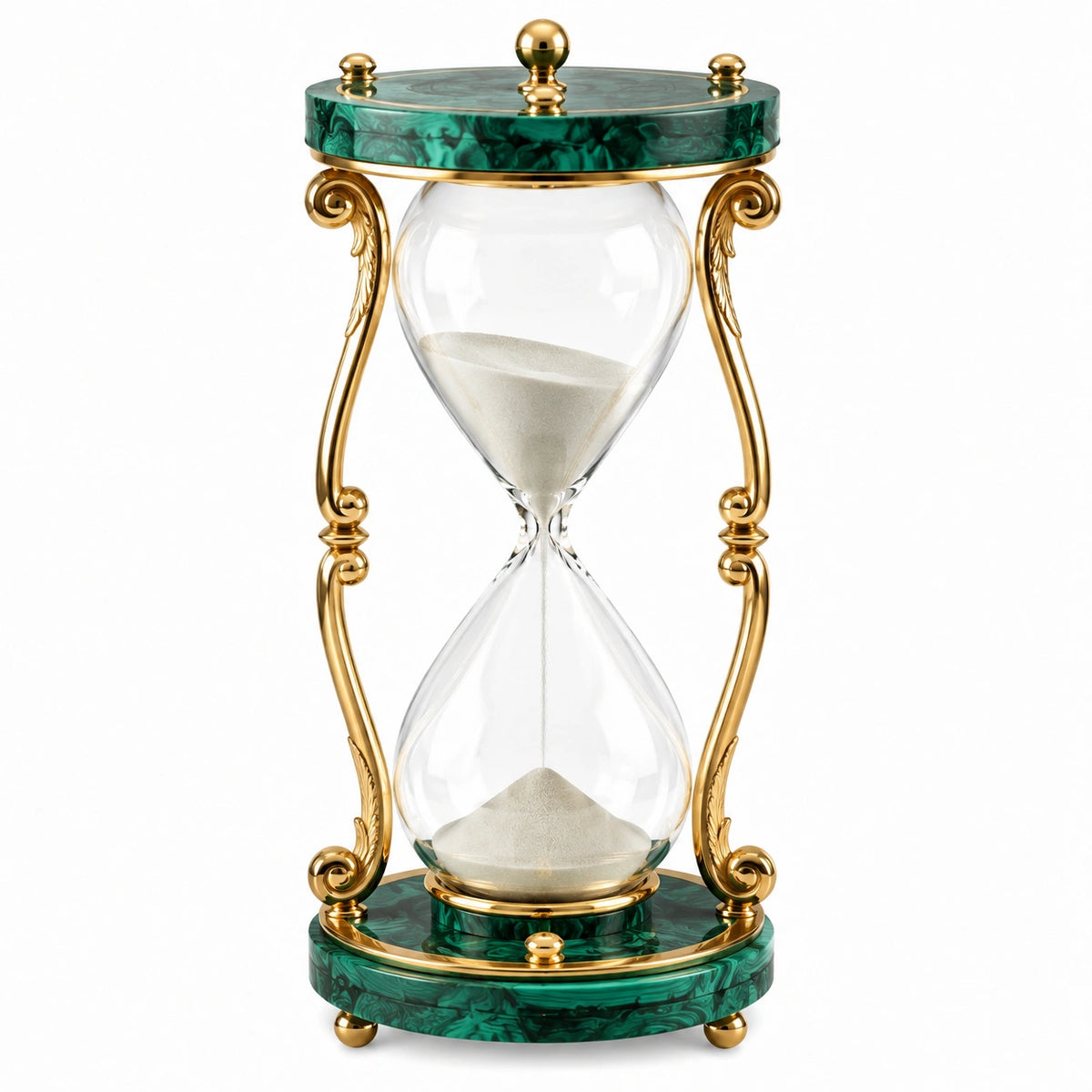 Sanduhr 20 cm x 38 cm aus Glas und Metall Grün Gold dekorativ