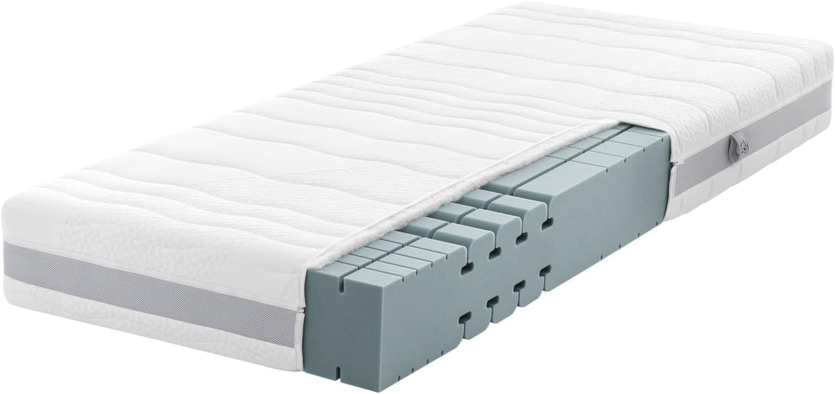 Ravensberger Matratzen Matratze, 90 x 200 cm, 120 kg, Weiß/Grau, Komfort-MED, 7 Zonen, Hybridschaumkern, H3 RG 50 (80- )