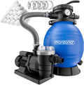 Monzana Filter, 30.000 L, 9.600 L, 38 mm, 400 W, Blau/Schwarz, Sand anlage SF96K /h bis Pool inkl bällen 7 Wege Ventil
