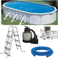 POWERHAUS24 Stahlrahmenpool, 1,20 m, 4 m, Weiß/Blau/Grau, Planet Pool Ovalpool-Set 5, 35 x 3, 00 x, frei aufstellbar