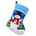 Weihnachtsstrumpf 45 x 28 cm aus Filz Blau mit Schneemann Winterdekoration