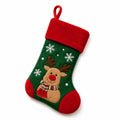 Weihnachtsstrumpf 45 cm aus Textil Grün Rot mit Rentiermotiv zum Aufhängen
