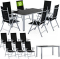 Gartenmöbel-Set Casaria, 150x90 cm, Schwarz/Silber, Gartenmöbel Set 6 Stühle mit Tisch Aluminium