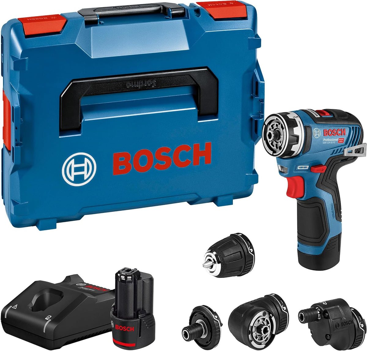 Bosch Professional Akkuschrauber, 3.0 Ah, 12 V, Blau/Schwarz/Rot, System Akku Bohrschrauber GSR -35 FC - FlexiClick System