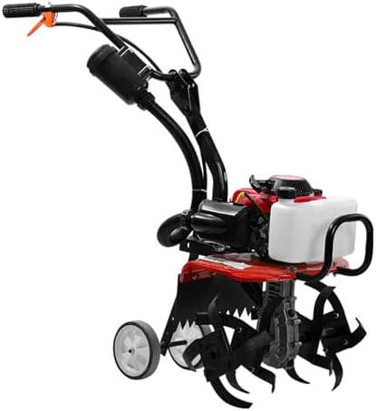 Grubber Fahrrad, Schwarz/Rot/Weiß, Benzin Rotavator Pinne 4-Takt 55cc Handpush mit 4 Klingen, Drehzahl 10500r/Min zum Pflügen