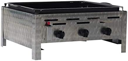 PA Gastrobräter Gasgrill, Silber/Schwarz, Made IN Germany - 3-flammig mit emaillierter Pfanne