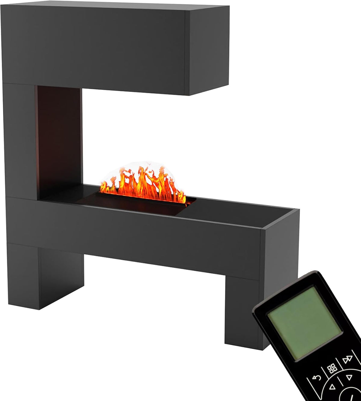 GLOW FIRE Elektrokamin, 110x120x35 cm, Grau, Wasserdampf Kamin Mozart (Standkamin) - mit realistischen, Knistereffekt & Fernbedienung