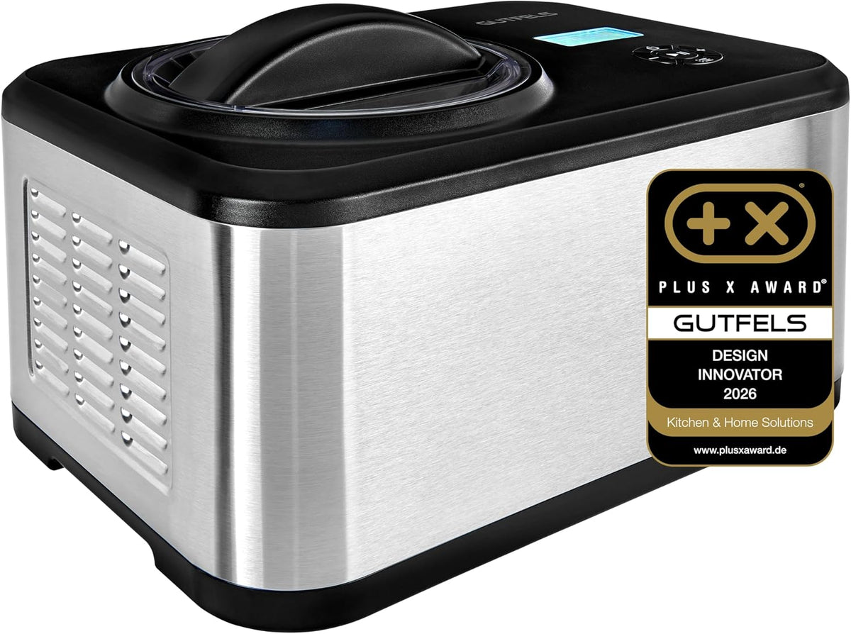 GUTFELS Eismaschine, 1,5 L, Schwarz, Arendo mit Kompressor ICE CREAM 4025- Speiseeisbereiter