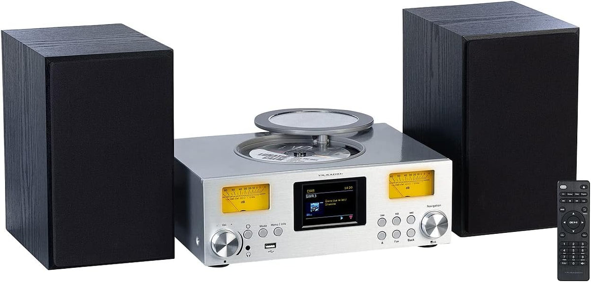 VR-Radio Audiogerät, 300 W, Silber, HiFi Anlage: Micro-Stereoanlage: Web, DAB+, Bluetooth, (Minianlage, HiFi Kompaktanlage