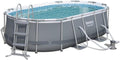 Bestway Stahlrahmenpool, 424 x 250 x 100 cm, grau, Power Steel Frame Pool Set, oval