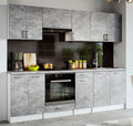 roe furniture Küchenzeile, 240 x 82 x 46 cm, Grau, Moderne ohne Elektrogeräte in Beton - Einbauküche mit viel
