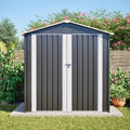 vutizal Gerätehaus, 142x185 cm, Grau, Gartenhaus Metall Geräteschuppen mit Fundament & Belüftung, abschließbare Fahrradgarage/Motorradgarage