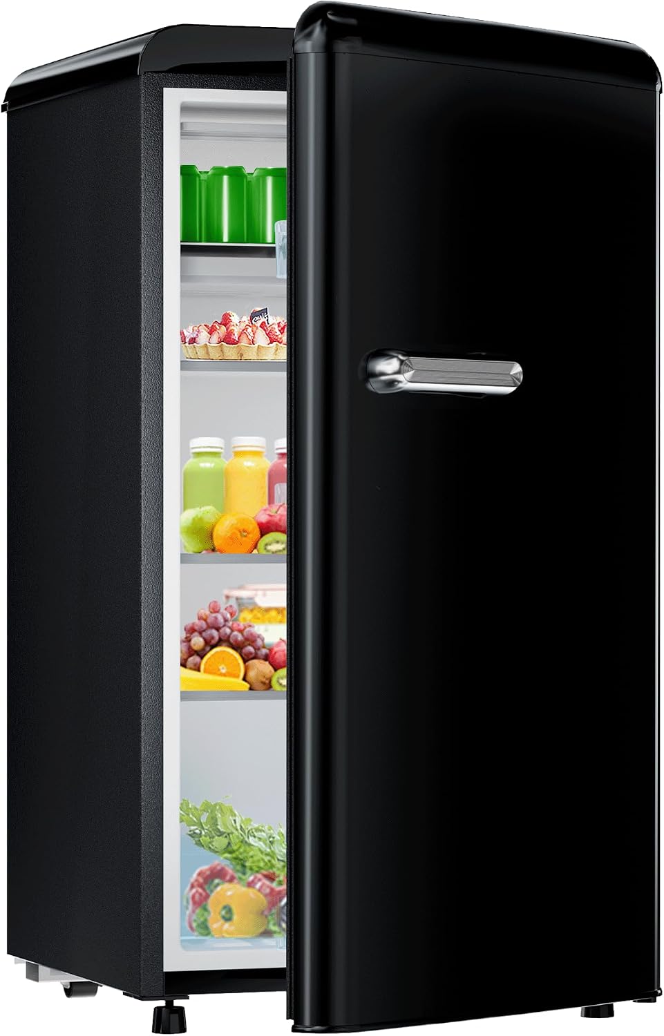 JUMMICO Kühlschrank, 80 L, schwarz, mit Gefrierfach, inklusive LED-Beleuchtung, kleiner