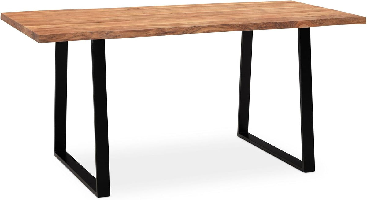 FineBuy Möbel zum Wohlfühlen Esstisch, 120 cm, Braun/Schwarz, Esszimmertisch rechteckig Massivholz Akazie Baumkante