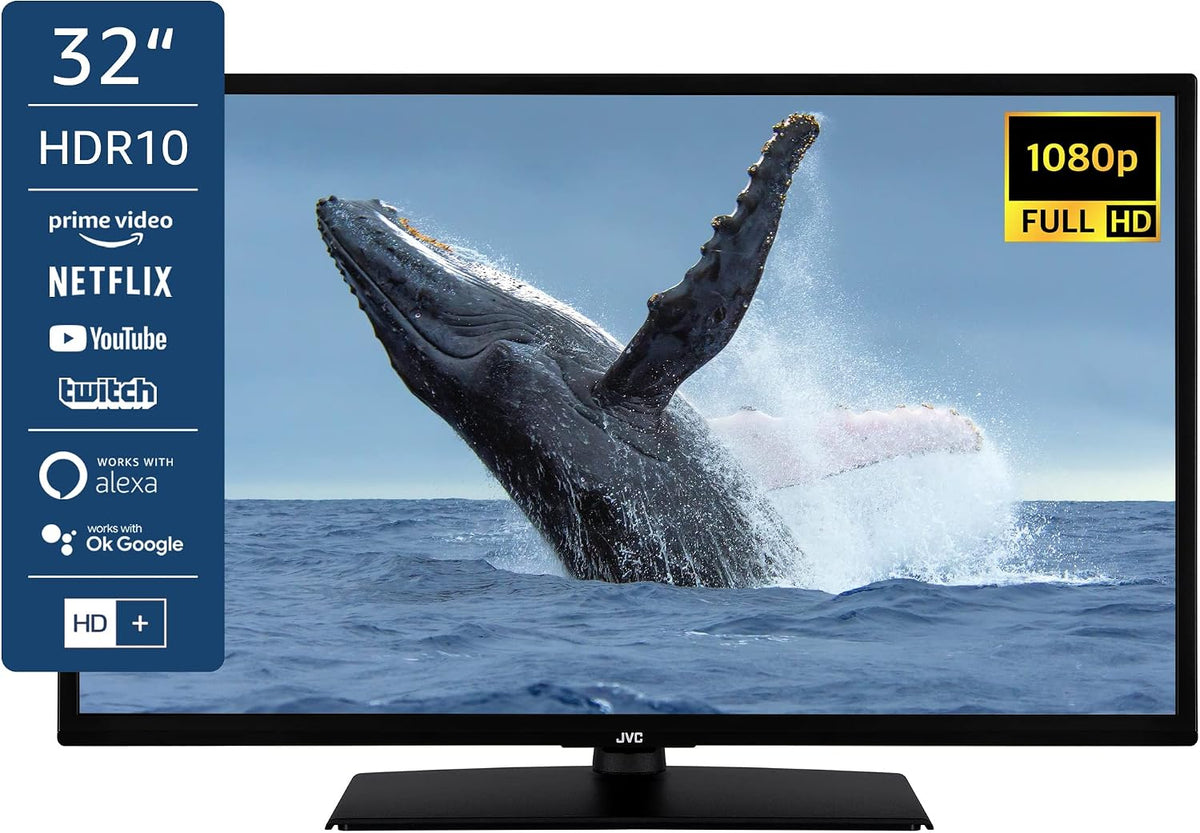 JVC Fernseher, 32 Zoll, Schwarz, Smart TV, LT-32VF5156 /Smart TV (Full HD, Triple-Tuner, Bluetooth, WLAN, Prime Video