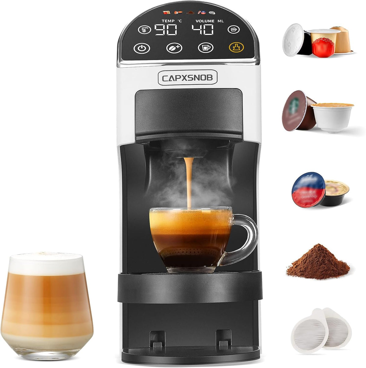 CAPXSNOB Kaffeemaschine, Schwarz, Magician2 Kapselmaschine 5in1 für Nespresso, Dolce Gusto, A Modo Mio & ESE