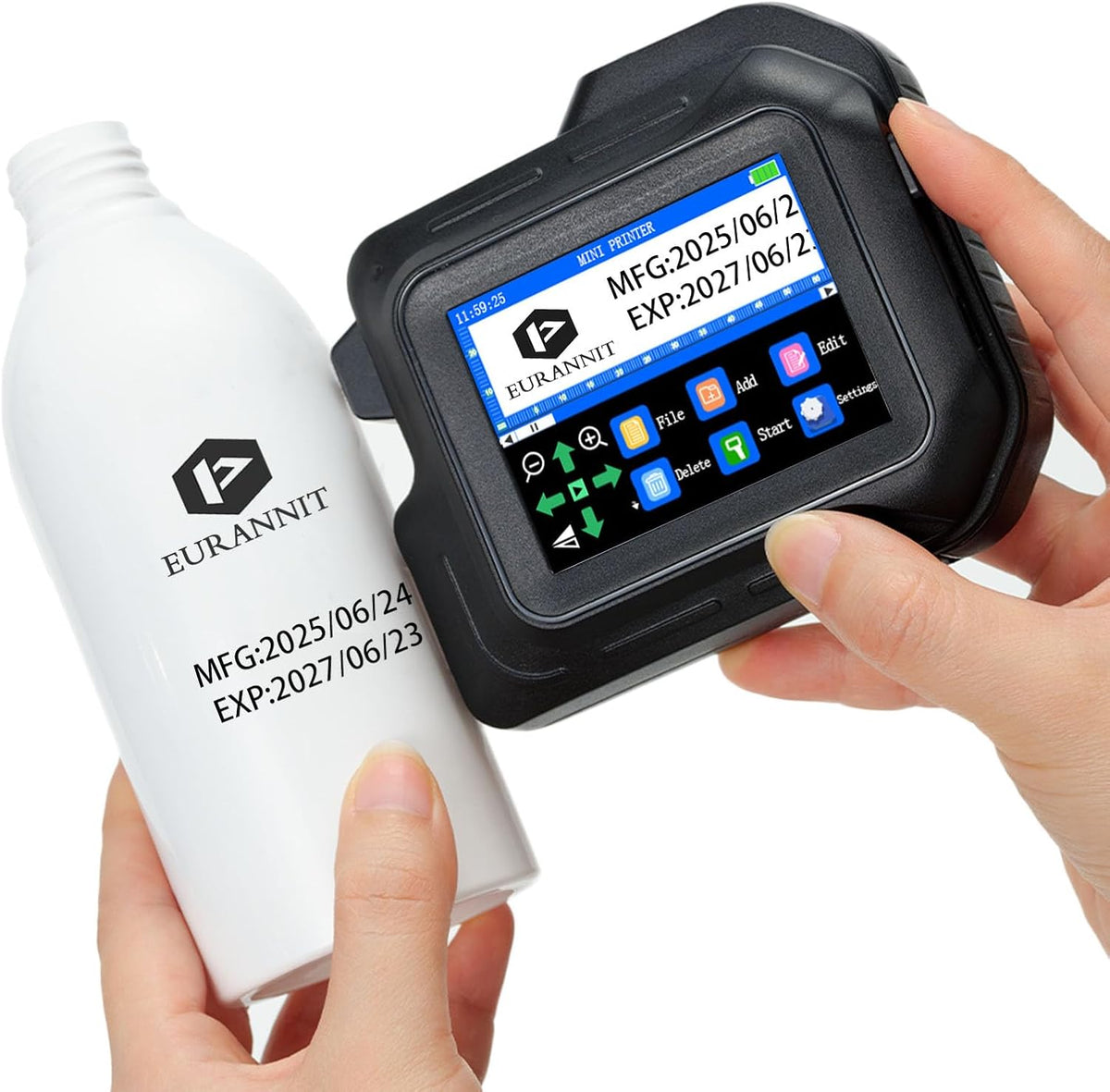 Eurannit Tintenstrahldrucker, 12,7 mm, Schwarz, Tragbarer Mini- E98, großer 2, 8-Zoll-Touchscreen und vollständig geschlossenes Design