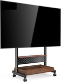 Fernseher, 85 Zoll, Kaltgewalzter Stahl, MDF, Schwarz, TV-Ständer, rollbarer TV-Ständer für von 40 bis, TV-Ständer mit Rollen