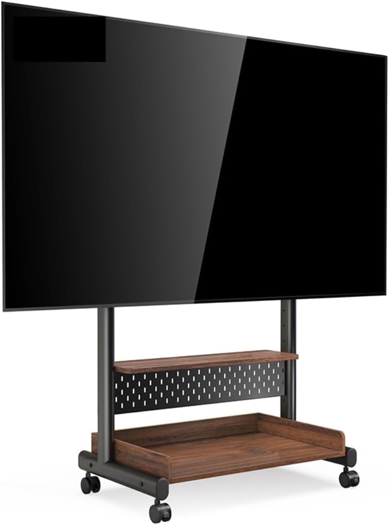Fernseher, 85 Zoll, Kaltgewalzter Stahl, MDF, Schwarz, TV-Ständer, rollbarer TV-Ständer für von 40 bis, TV-Ständer mit Rollen