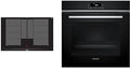 SIEMENS Backofen, 80 cm, Schwarz/Silber, iQ700/300 Set: Induktionskochfeld + Einbau- mit Air Fry, varioInduktion plus