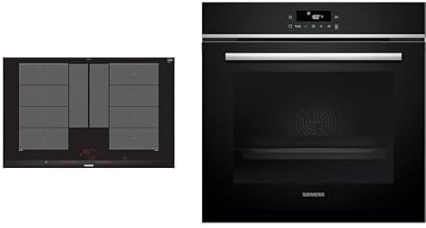 SIEMENS Backofen, 80 cm, Schwarz/Silber, iQ700/300 Set: Induktionskochfeld + Einbau- mit Air Fry, varioInduktion plus