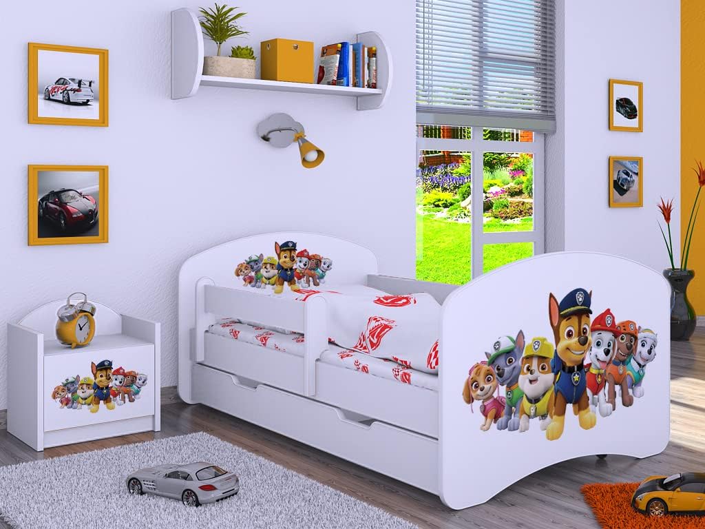 BDW Bett, Natur, Kinder Super Hunde - Baby mit Matratze und Schublade