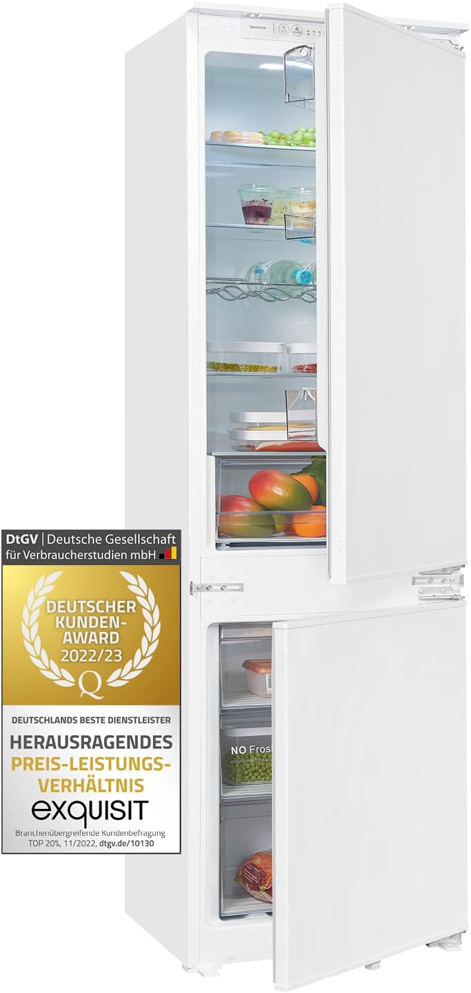 Exquisit Kühl-Gefrierkombination, 178 cm, 246 l, Weiß, Einbau NoFrost