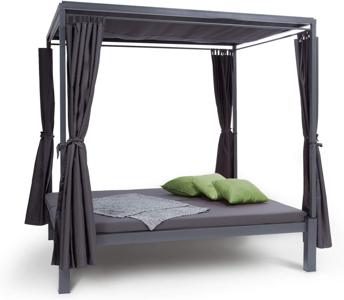 blumfeldt Pavillon, 188 x 208 x 205 cm, 350 kg, grau, Senator Lounge - Doppel-Gartenliege mit Sonnendach, Lounge
